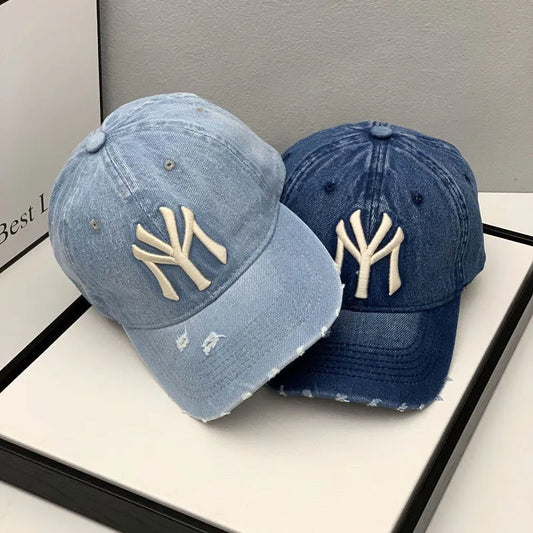 MY Embroidered Washed Denim Cap